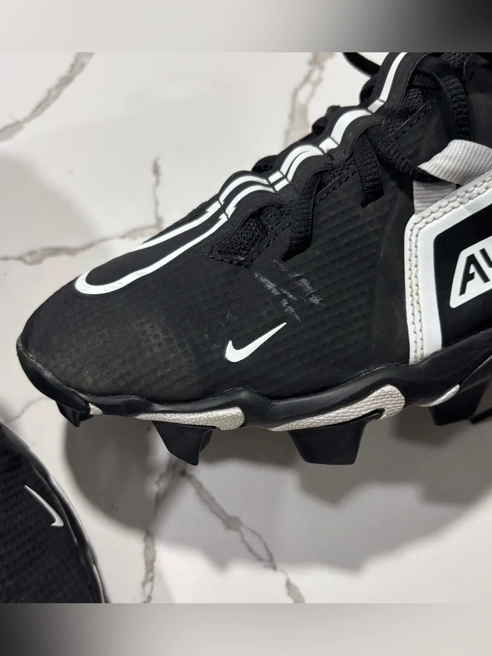 Nike Alpha Fastflex Football Cleats Men’s 10 CV0582-001 Black White Molded Studs